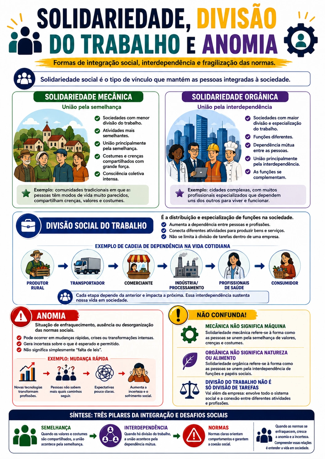 Página visual de Sociologia: Solidariedade, Divisão do Trabalho e Anomia