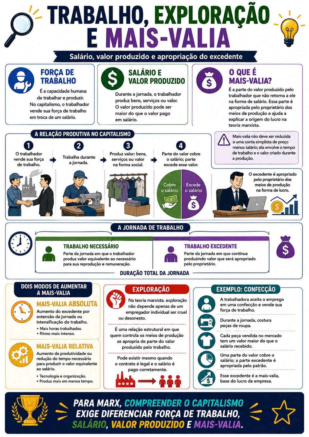 Página visual de Sociologia: Trabalho, Exploração e Mais-Valia