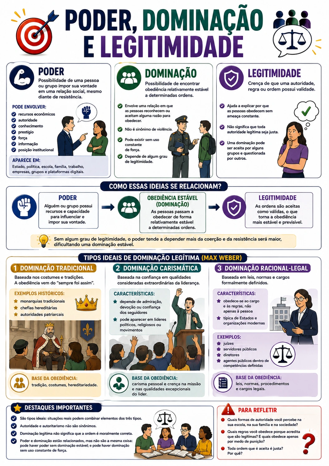 Página visual de Sociologia: Poder, Dominação e Legitimidade
