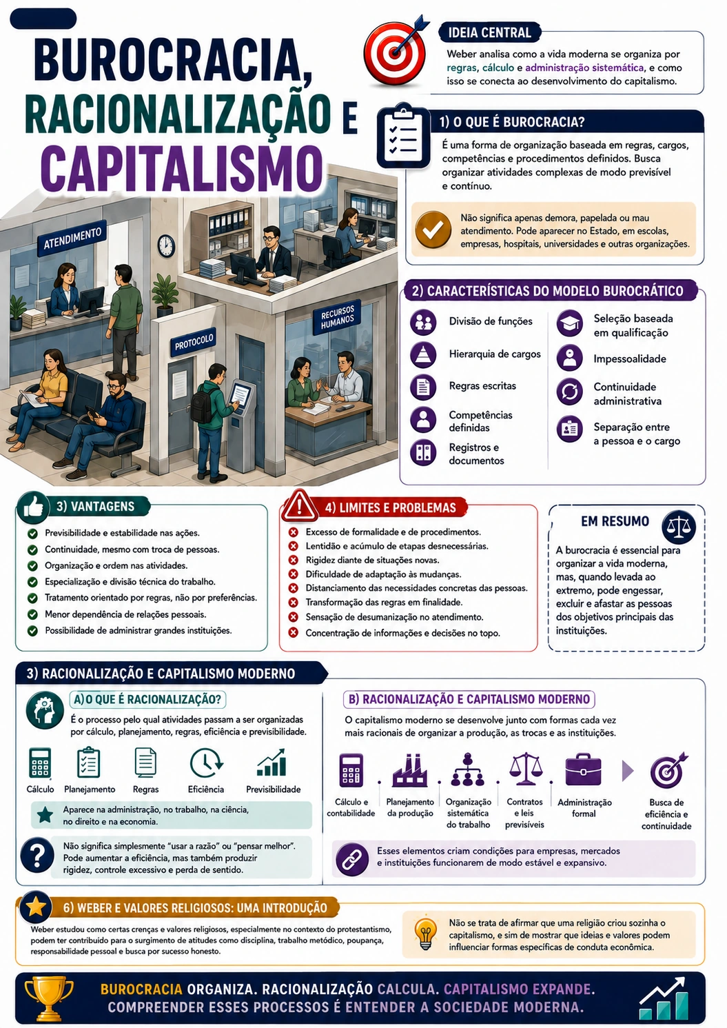 Página visual de Sociologia: Burocracia, Racionalização e Capitalismo